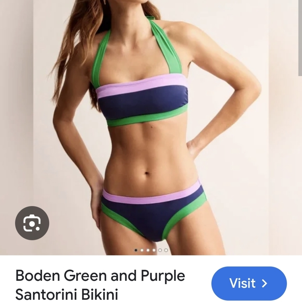 Boden Santorini Bikini in Navy, Green, and Purple